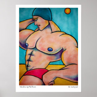 Poster Troncs rouges Casquette de natation masculine par 