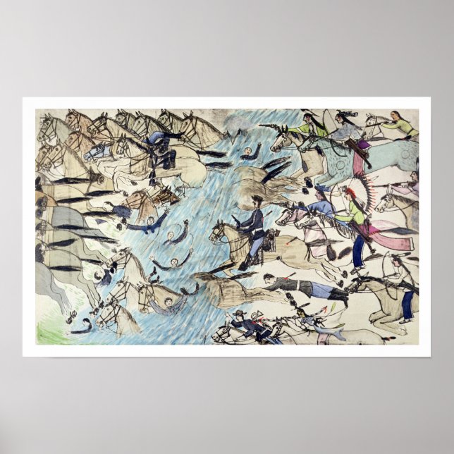 Poster Troopers traversant la rivière (encre sur papier (Devant)