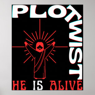 Poster Trop Il Vit Pâques Jésus Est Vivant Dieu Amour