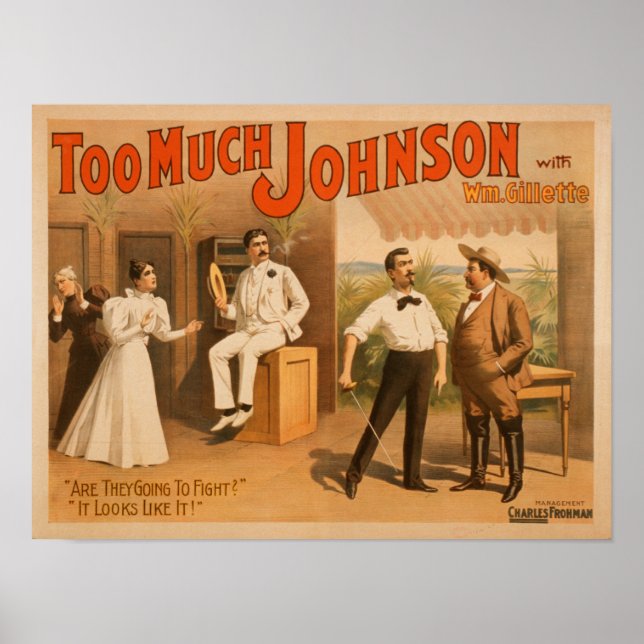 Poster "Trop Johnson" - Deux hommes qui combattent le thé (Devant)