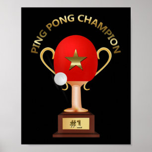 Poster Trophée Champion de tennis de table Ping Pong