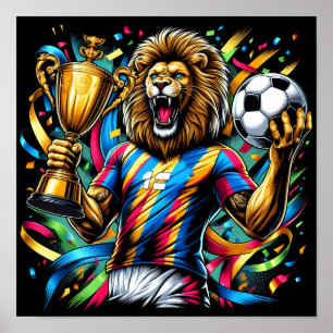 Poster Trophée de football champion de soccer Lion Victoi
