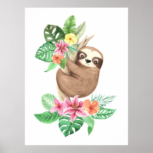 Poster Tropical Baby Sloth (Devant)