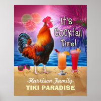 Tropical Beach Cocktail Bar Drôle Rooster Poulet
