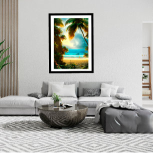 Poster Tropical Beach palmiers d'eau turquoise belle