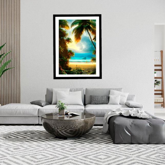Poster Tropical Beach palmiers d'eau turquoise belle (Créateur téléchargé)