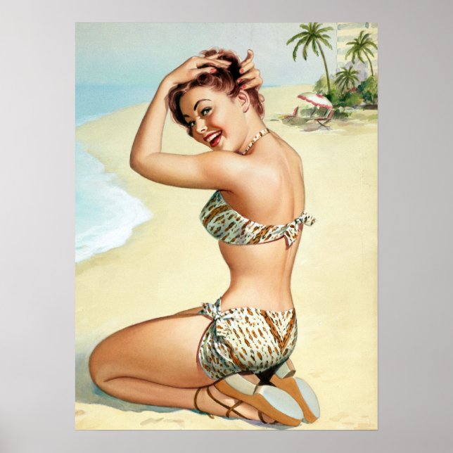 Poster Tropical Beach Pin Up (Devant)