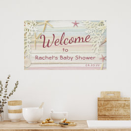 Poster Tropical Beach Seashell Baby shower moderne Boho
