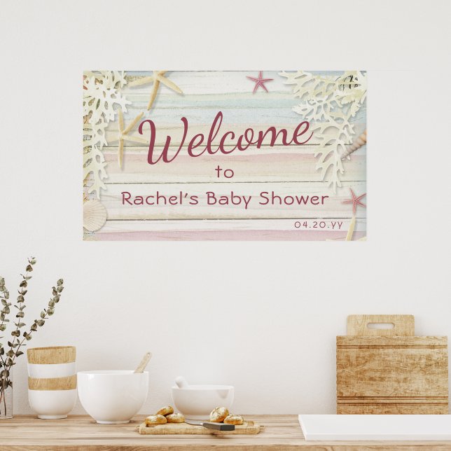 Poster Tropical Beach Seashell Baby shower moderne Boho (Cuisine)