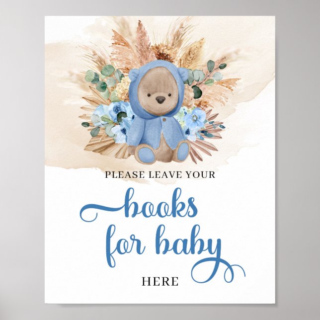 Poster Tropical boy teddy bear livres de pampa pour bébé (Devant)