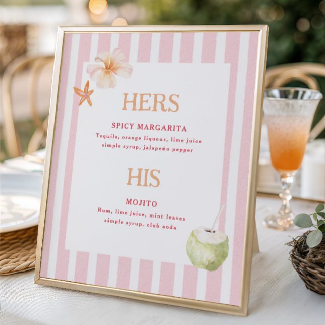 Poster Tropical Destination Wedding Signature Drinks (Créateur téléchargé)