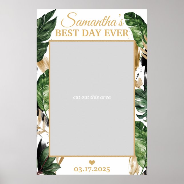 Poster Tropical Feuille Mariage Photo Prop Cadre été (Devant)