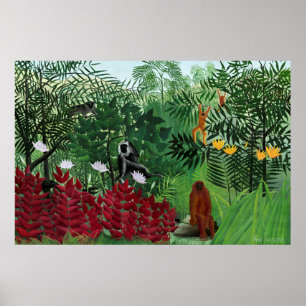 Poster Tropical Forest with Monkeys by Henri Rousseau.