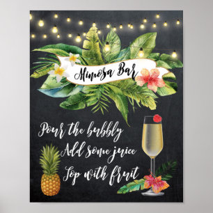 Poster tropical Mimosa Bar Sign string lights chalkboard