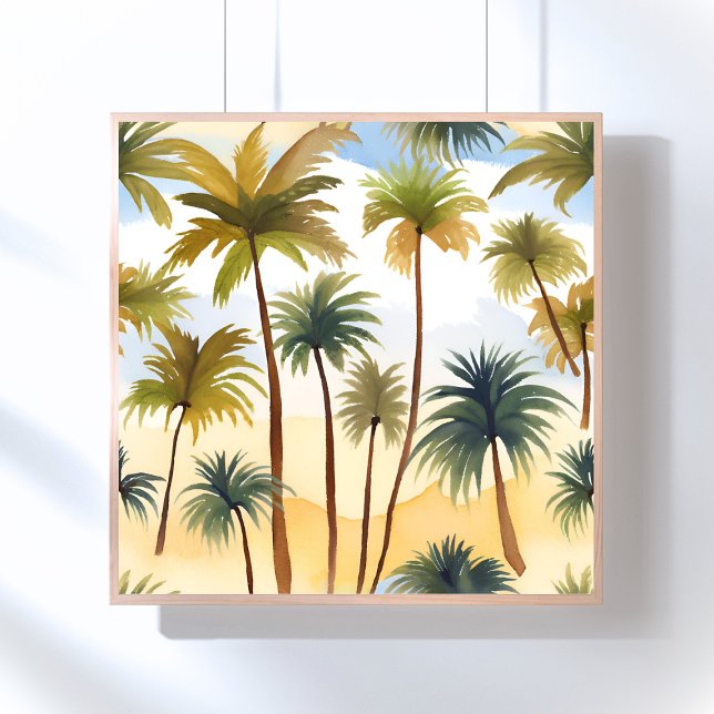 Poster Tropical Palm Trees | Beach Watercolor Painting (Créateur téléchargé)