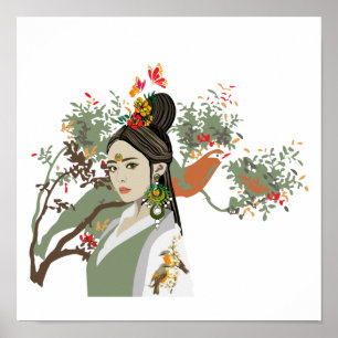 Poster Tropical Portrait de fille asiatique