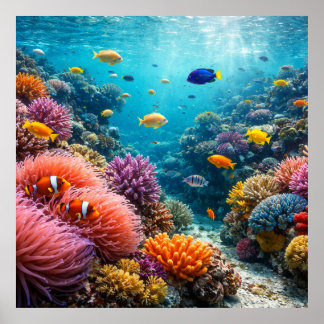 Poster Tropical Reef Full of Marine Life