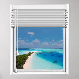 Poster Tropical Sea View Fake Window Blinds