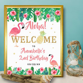 Poster Tropical Summer Beach Luau Girls Birthday Welcome