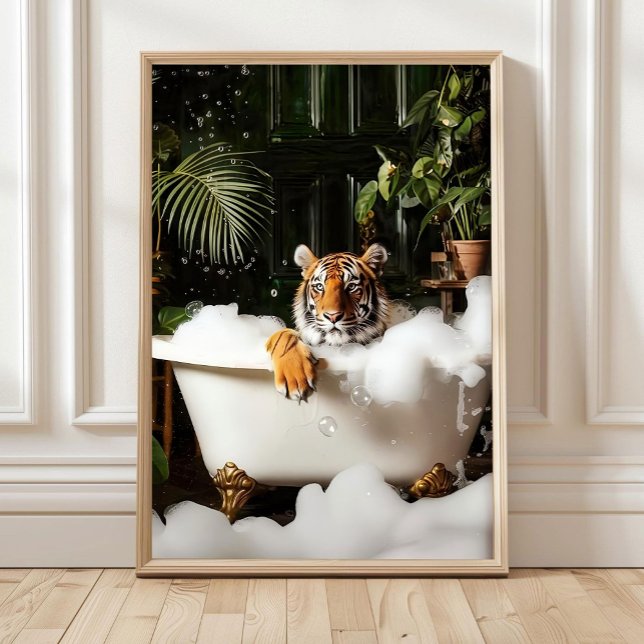 Poster Tropical Tiger in Bathtub Print - Bathroom Wall Ar (Créateur téléchargé)