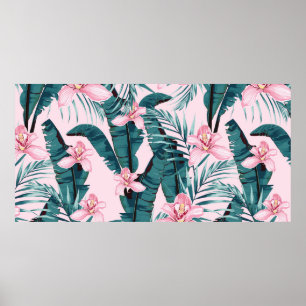 Poster Tropique peinture d'été sans couture motif avec pa