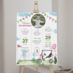 Poster Trou en un rose Golf 1er Anniversaire Jalon