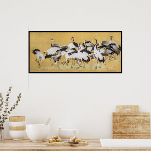 Poster Troupeau de grues (côté droit) par Ishida Yutei