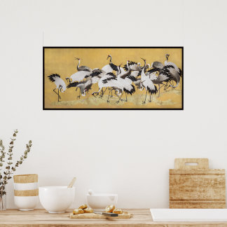Poster Troupeau de grues (côté droit) par Ishida Yutei