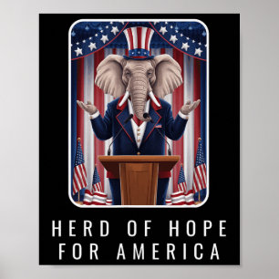 Poster Troupeau d'éléphants républicains d'espoir pour l'