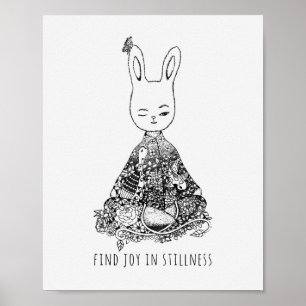 Poster Trouvez la joie dans la douceur lapin lapin médita