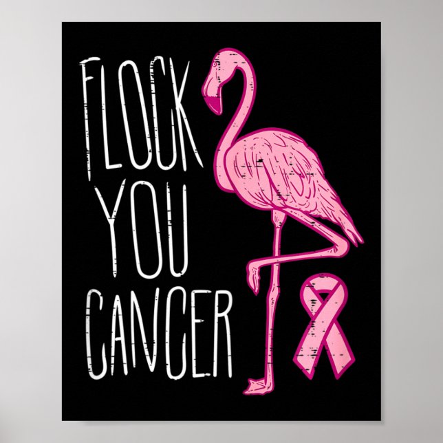 Poster Trouvez votre cancer du sein Flamant rose rose Rub (Devant)