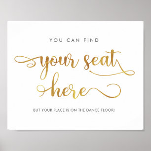 Poster Trouvez votre siège ici Gold Simple Mariage Sign