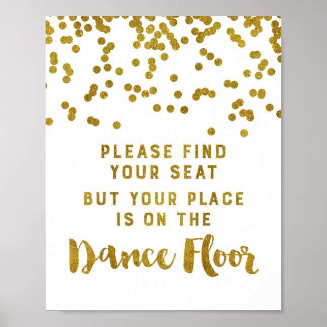 Poster Trouvez votre siège Mariage Signer Gold Confetti (Devant)