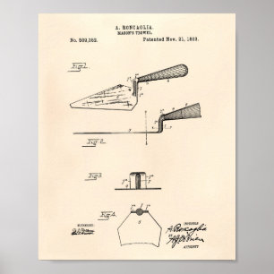 Poster Trowel de Mason 1893 Brevet Art Vieux Poivre