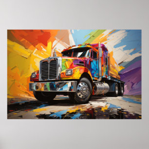 Poster Truck Action Sport Peinture Art Décor Abstrait