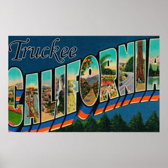 Poster Truckee, Californie - Scènes à grandes lettres (Devant)