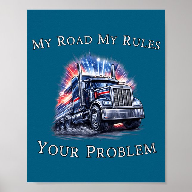 Poster Trucker American Flag Truck Driver  (Devant)