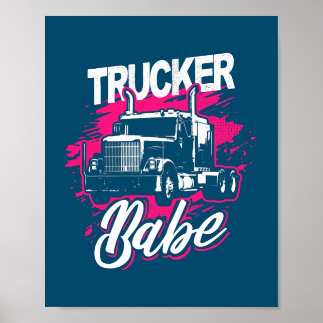 Poster Trucker Babe Femme Chauffeur de camion Femme Camio (Devant)