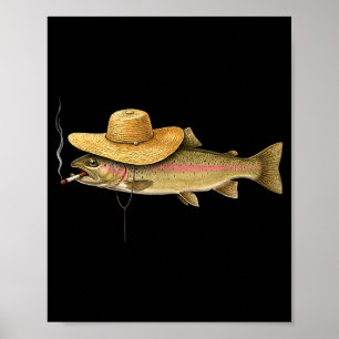 Poster Truite cool fumant humour de pêcheur extérieur art