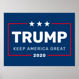 Poster Trump 2020 Keep America Great - moderne bleu rouge