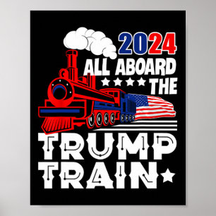 Poster Trump 2024 À Bord Du Trump Train Américain