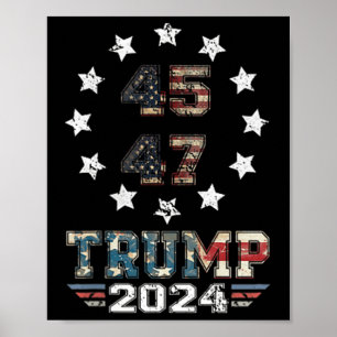 Poster Trump 2024 Drapeau américain 2 côté
