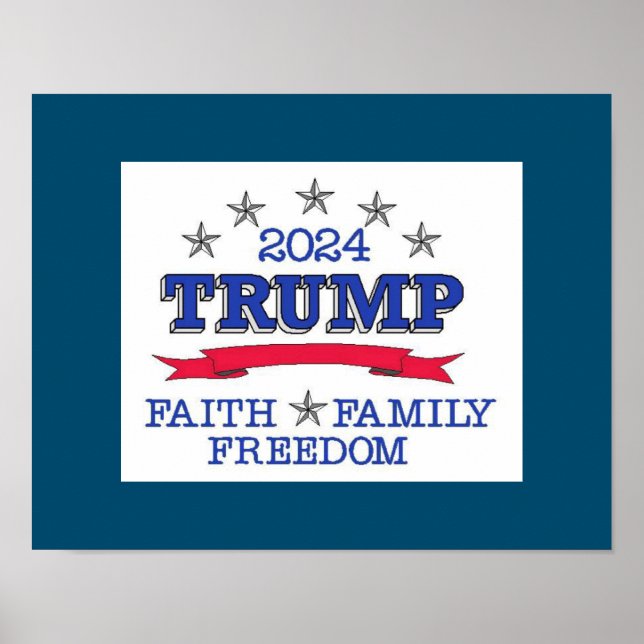 Poster Trump 2024 Foi Liberté familiale (Devant)