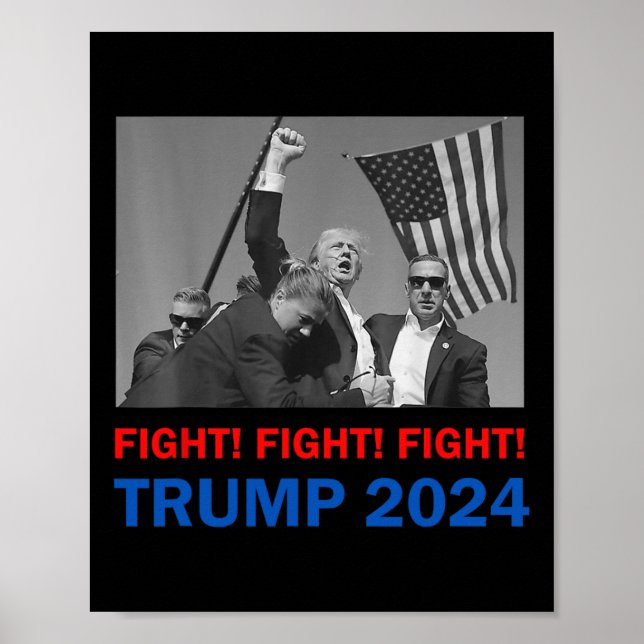 Poster Trump 2024 Lutte Contre Donald Trump Fist Pum (Devant)