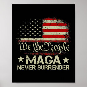 Poster Trump 2024 Mega ne nous abandonne jamais le drapea