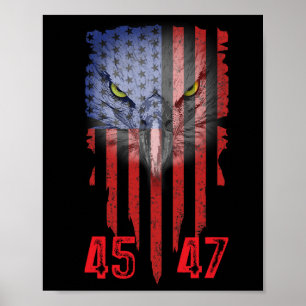 Poster Trump 2024 Président 45 Et 47 États-Unis Drapeau T