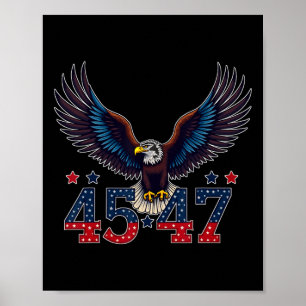 Poster Trump 2024 Président 45 Et 47 États-Unis Drapeau T