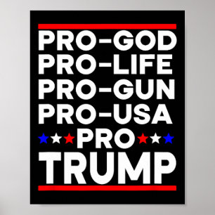 Poster Trump 2024 Pro Arme Pro Vie Pro Dieu Pro Etats-Uni