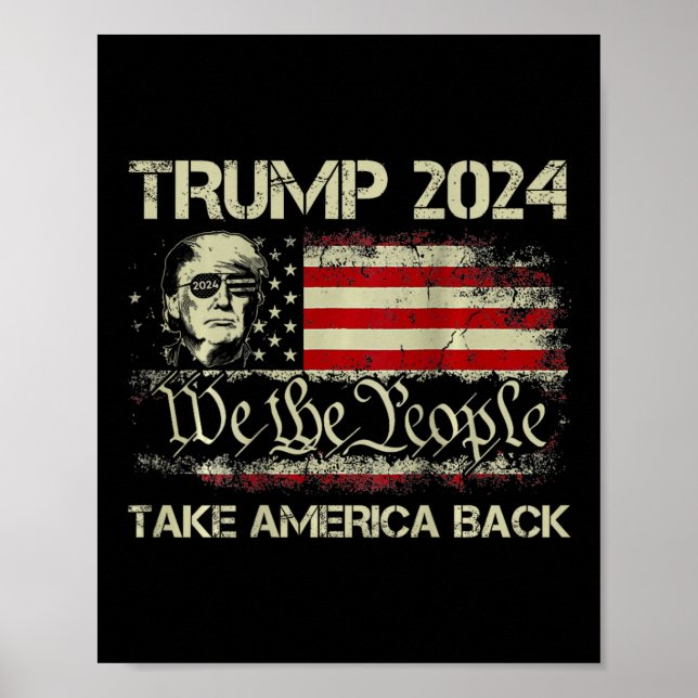 Poster Trump 2024 Redonner à l'Amérique le drapeau améric (Devant)