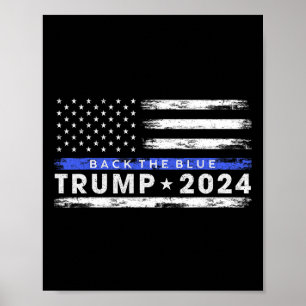 Poster Trump 2024 Retour La Ligne Bleue Légère Bleue Amér